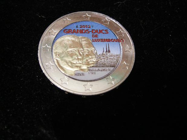 (afbeelding voor) 2 Euromunt Luxemburg 2012 Wilhelm IV UNC in KLEUR